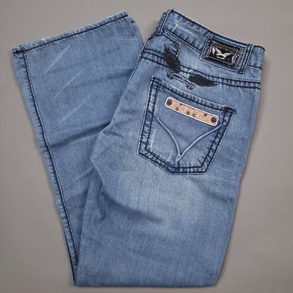 $400 Robins Jean D5484 Straight Born To Be Wild Loose Straight Made In USA 38x33 - Picture 1 of 12